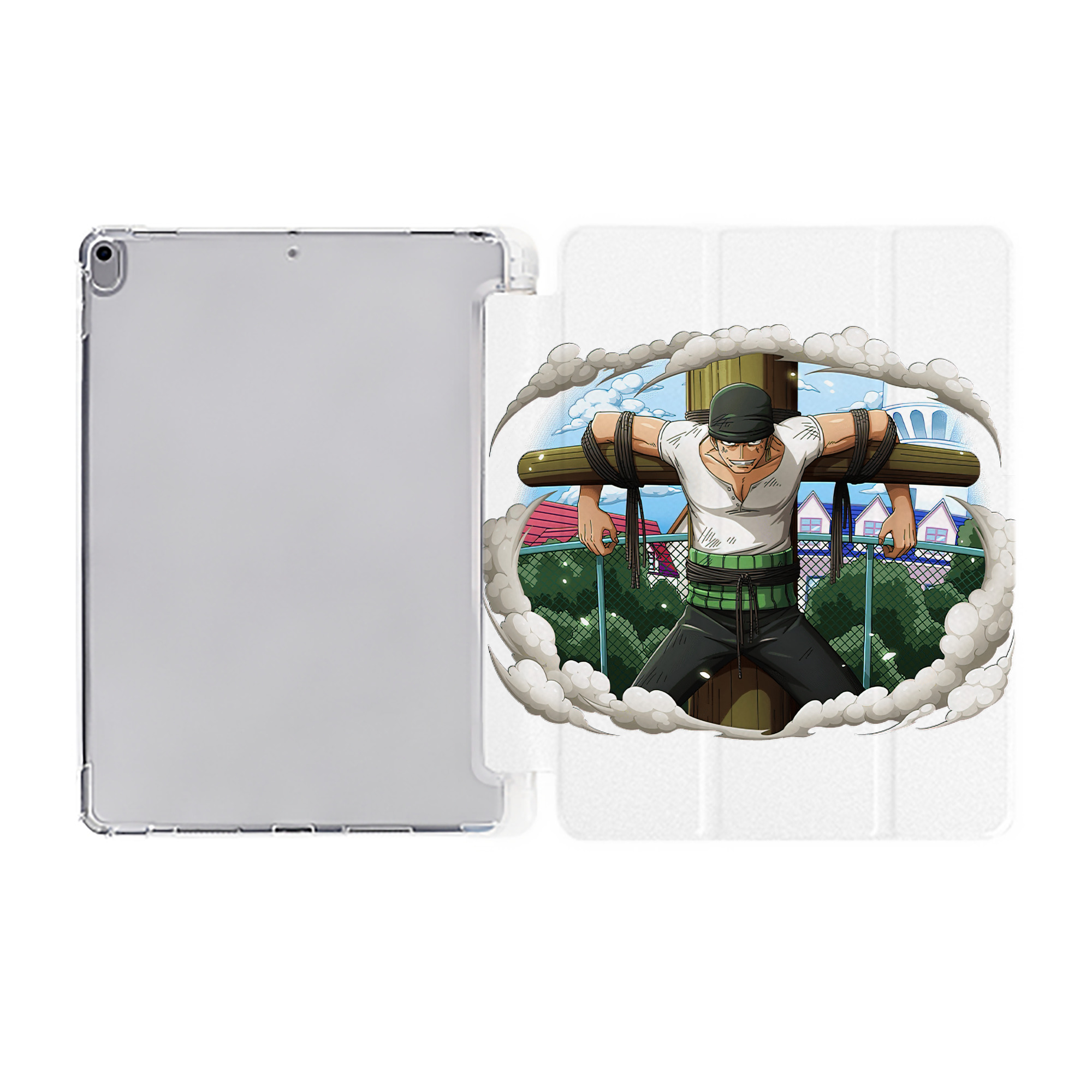 （画像用） ワンピース ロロノア・ゾロ ONE PIECE Roronoa Zoro IPad ケース ペン収納付き 三つ折りスタンド PUレザー×シリコン 対応機種9.5/10.5/10.9インチ